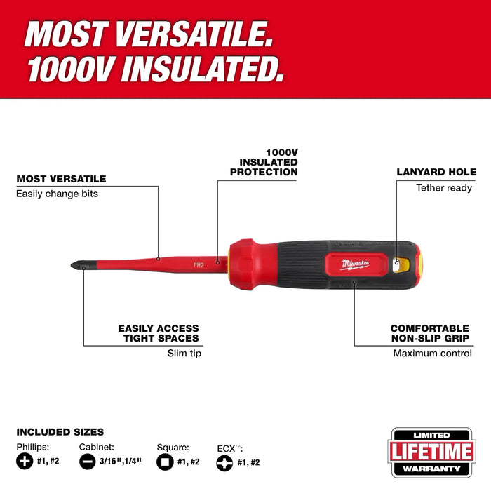 CHECK PRICES Milwaukee 8-in-1 1000V Insulated Slim Tip Multi-Bit Screwdriver 48-22-2218