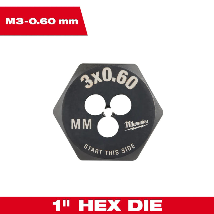 Milwaukee M3-0.60 mm 1-Inch Hex Threading Die 49-57-5310