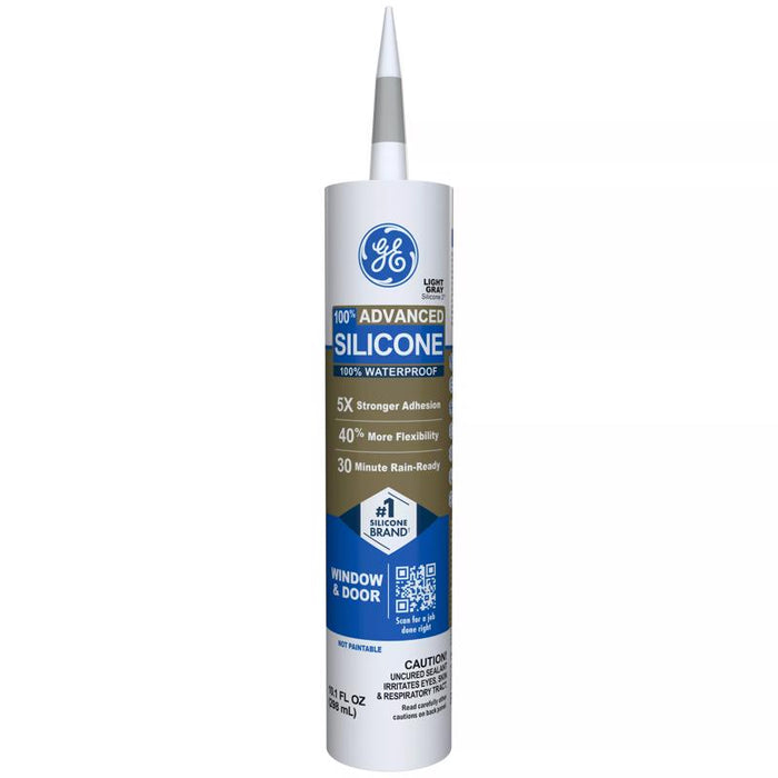 GE Advanced Light Gray Silicone 2 Window and Door Caulk Sealant 10.1 oz