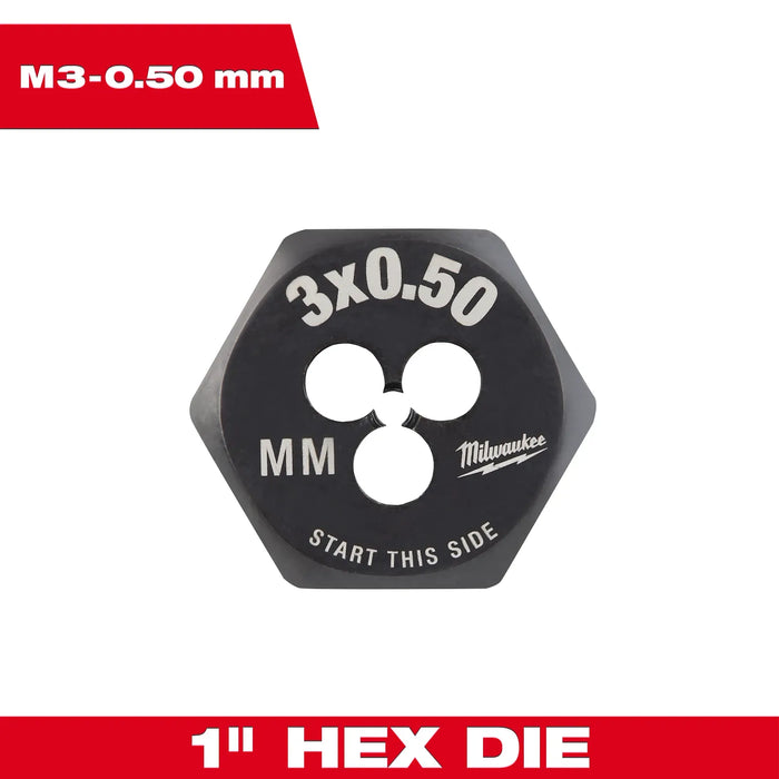 Milwaukee M3-0.50 mm 1-Inch Hex Threading Die 49-57-5311