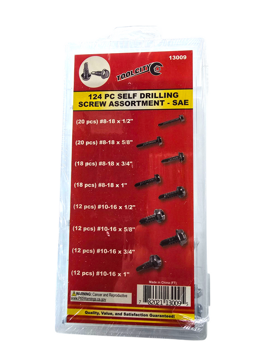150 PC SELF DRILLING SCREW ASSORTMENT - SAE