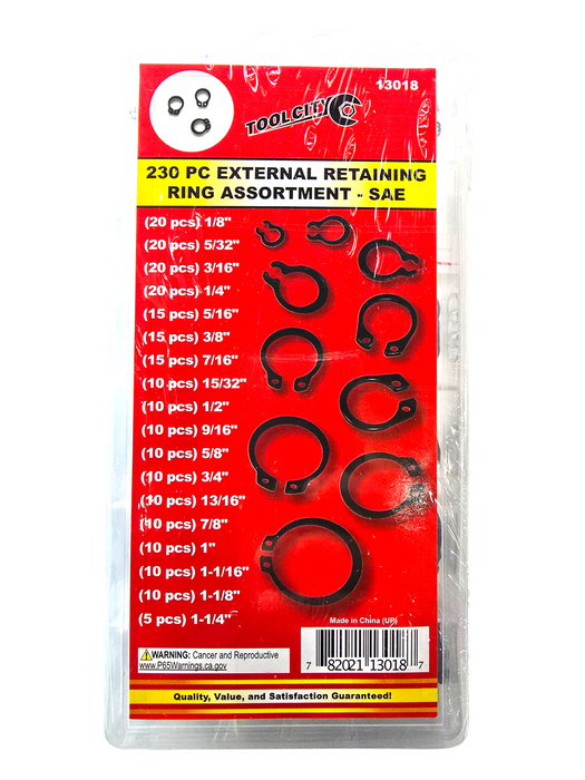 230 PC EXTERNAL RETAINING RING ASST - SAE