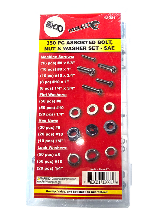 450 PC ASSORTED BOLT, NUT &WASHER - SAE