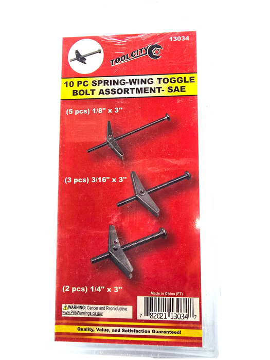 17 PC SPRING-WING TOGGLE BOLT ASSORTMENT- SAE