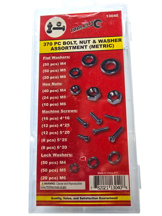450PC BOLT, NUT & WASHER ASSORTMENT (METRIC)