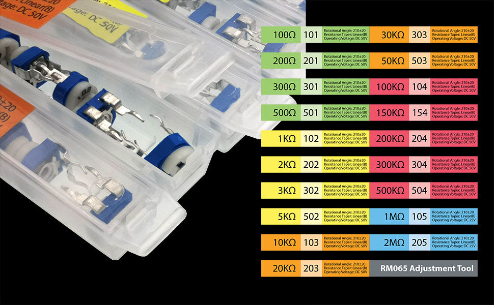 152 pcs 100 Ohm- 2M Ohm Variable 19 Types Potentiometer Assortment Kit