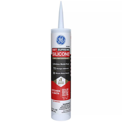 GE Supreme Clear Supreme Silicone Kitchen and Bath Caulk Sealant 10.1 oz