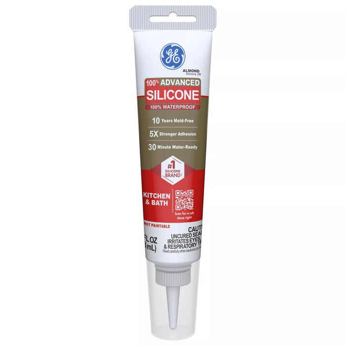 GE Advanced Almond Silicone 2 Kitchen and Bath Caulk Sealant 2.8 oz