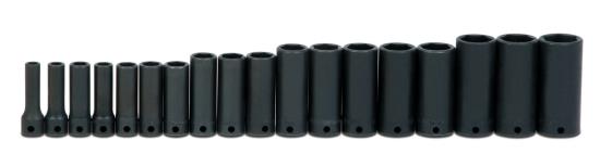 Socket Set, 18 Pieces, 3/8 Inch Dr, Impact, 3/8 Inch Size - JHWMS-12-18H