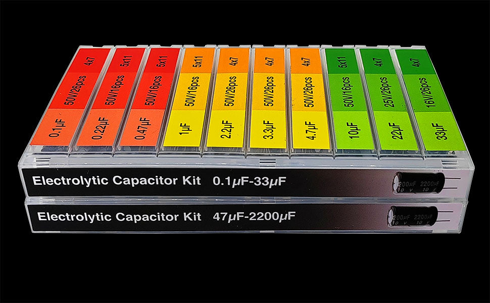 304pcs  20 Types Capacitors 0.1uF-2200uF Electronics Capacitor Assortment kit for Industrial