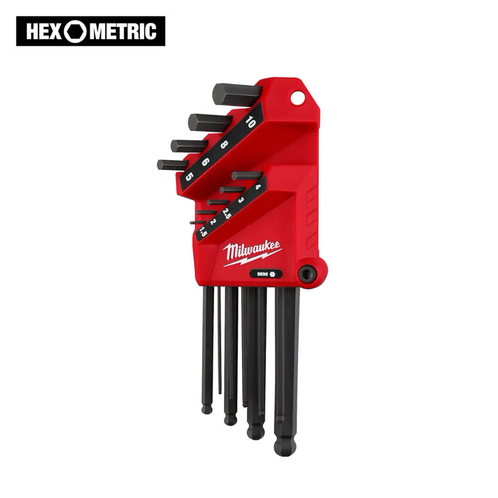 Milwaukee 9-Key Ball End L-Style Hex Key Set - Metric 48-22-2186