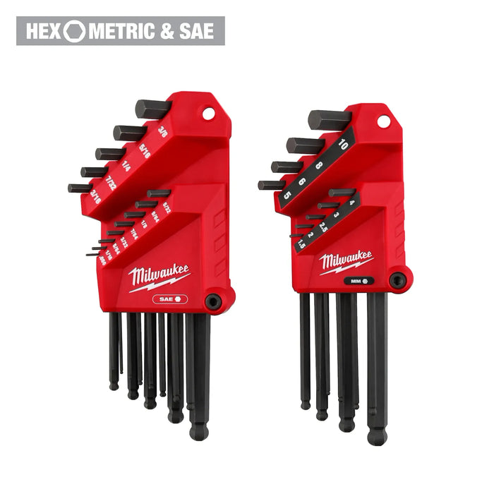 Milwaukee 22-Key Ball End L-Style Hex Key Set - SAE/Metric 48-22-2187