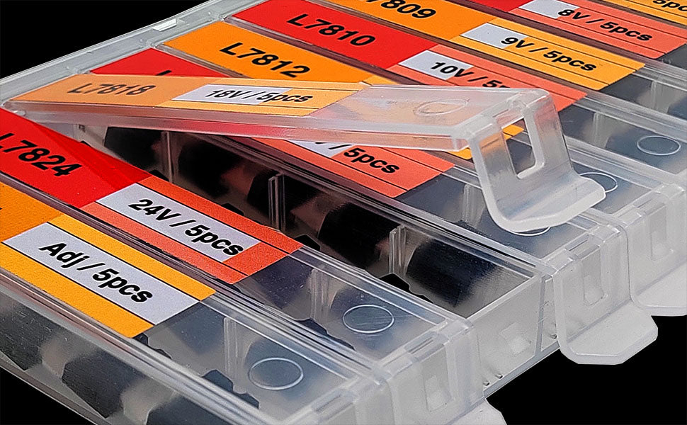50 Pcs 10 Types of Linear Adjustable Voltage Regulator Assortment Kit