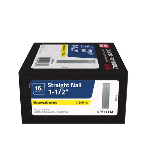 Grip-Rite 1-1/2 in. L X 16 Ga. Straight Strip Electro Galvanized Finish Nails 2500 pk