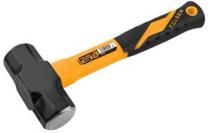 Tolsen Sledge Hammer 2lb Drop Forged, Special Tool Steel Hammerhead, Black Painted, Heat Treatment, Fiberglass Handle