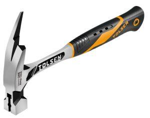 Tolsen Roofing Hammer β One Piece Forged (Premium) Solid 1pc Forged, Hardened and Tempered, Polished and Lacquered, Shock Absorbing Grip, Milled Striking Face, Magnetic Nail Holder,