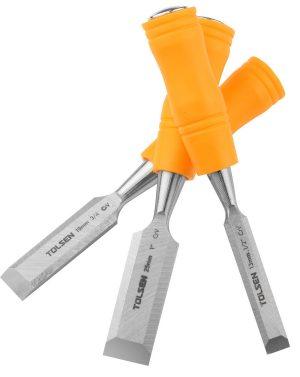 Tolsen 3Pc Chisel Set 1/2β³-3/4β³-1,β Cr-V Construction, Durable Plastic Handle
