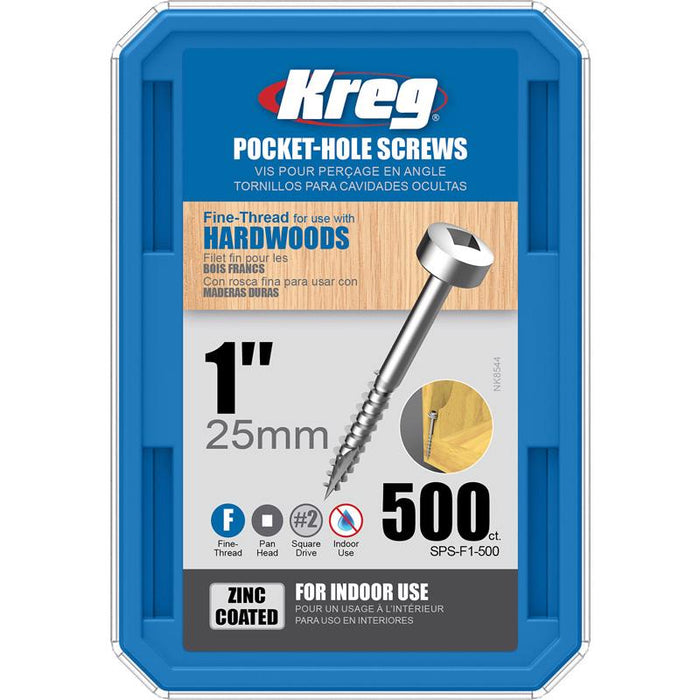 Kreg No. 2 X 1 in. L Square Zinc-Plated Fine Pocket-Hole Screw 500 pk