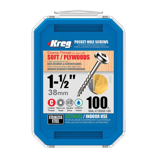 Kreg No. 8 X 1-1/2 in. L Square Coarse Pocket-Hole Screw 100 pk