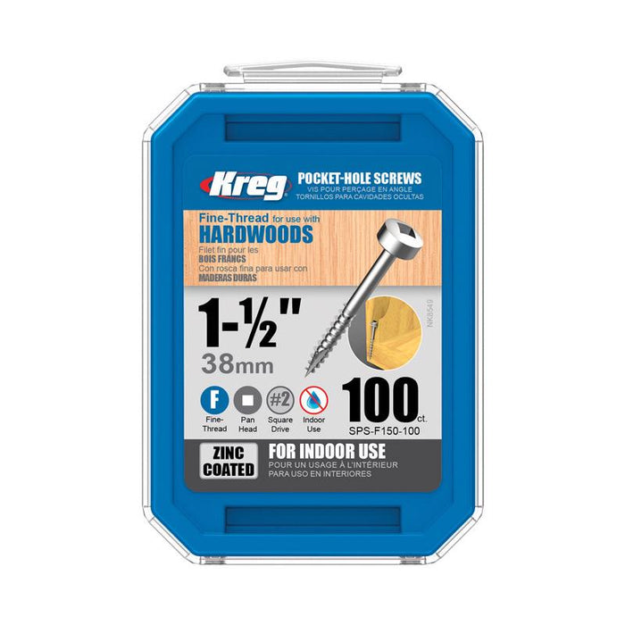 Kreg No. 6 X 1-1/2 in. L Square Zinc-Plated Fine Pocket-Hole Screw 100 pk