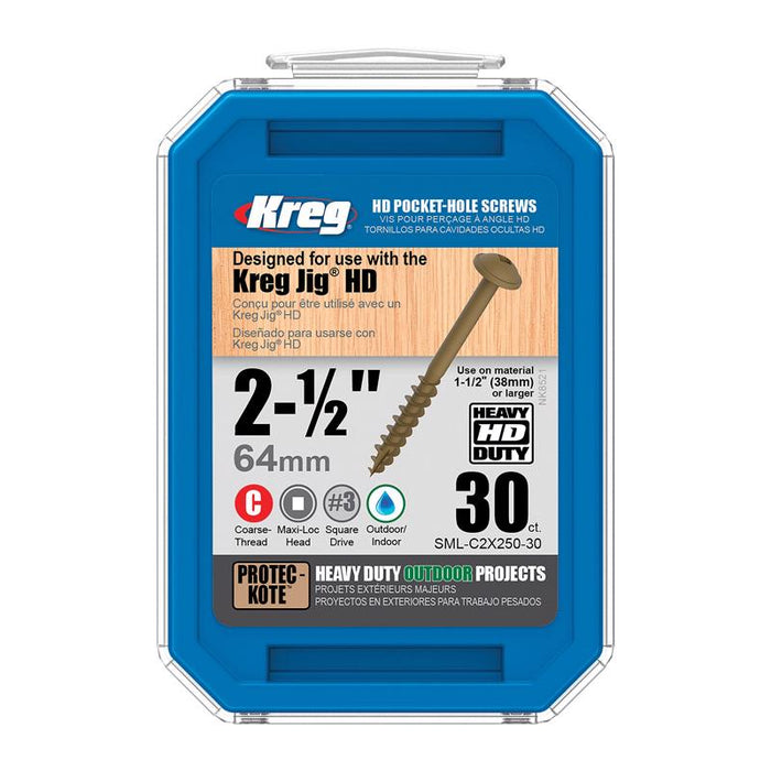 Kreg No. 14 X 2-1/2 in. L Square Coarse Pocket-Hole Screw 30 pk
