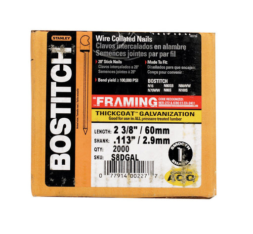 Bostitch 2-3/8 in. L Angled Strip Galvanized Nails 28 deg 2000 pk