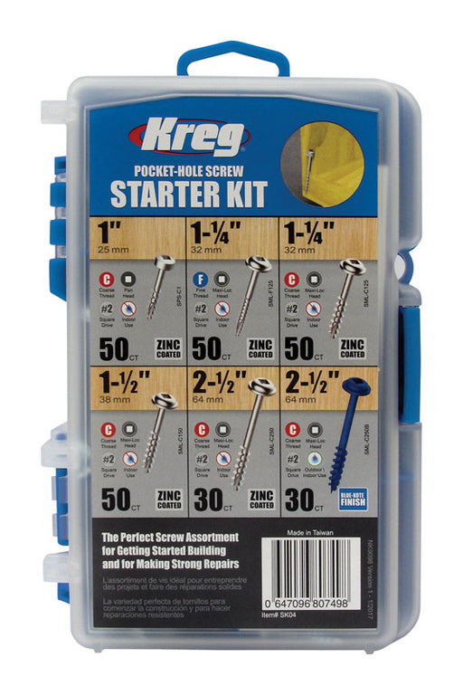 Kreg No. 2 X Assorted in. L Square Coarse Pocket-Hole Screw Kit 260 pk