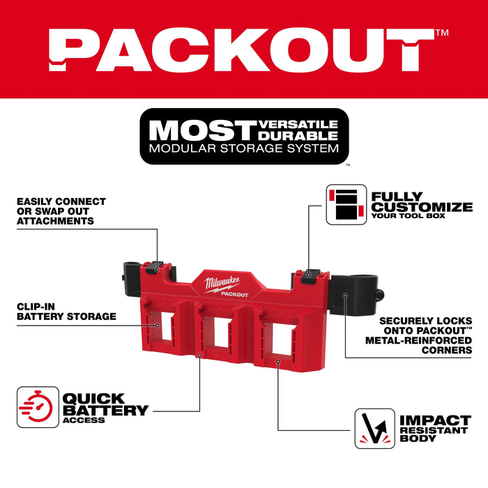 Milwaukee PACKOUT™ Tool Box M18™ Battery Rack Attachment 48-22-8603