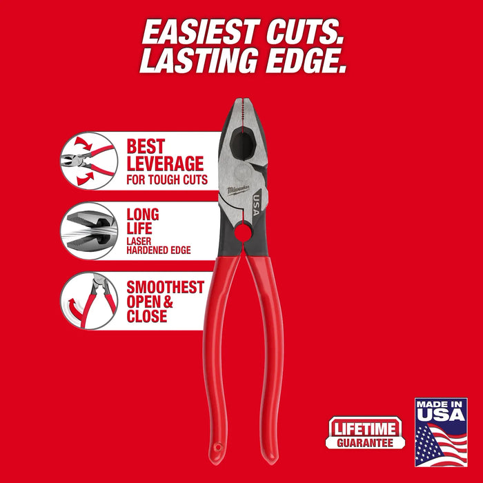 Milwaukee 9" Lineman's Dipped Grip Pliers w/ Thread Cleaner (USA) MT500T