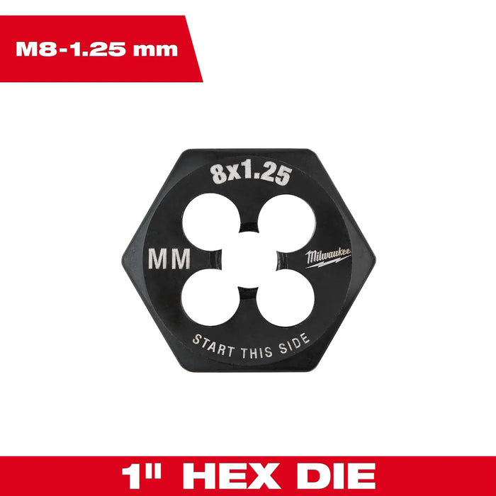 Milwaukee M8-1.25 mm 1-Inch Hex Threading Die 49-57-5343