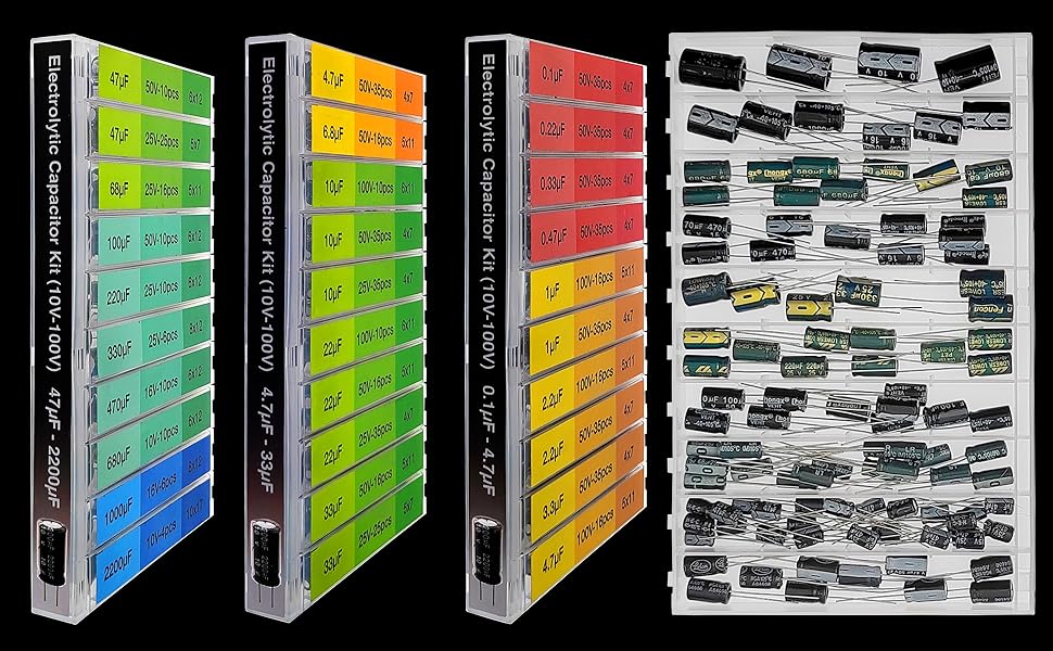 633pcs 0.1uF-2200uF Capacitor Set 30 Types Electrolytic Capacitor Assortment kit
