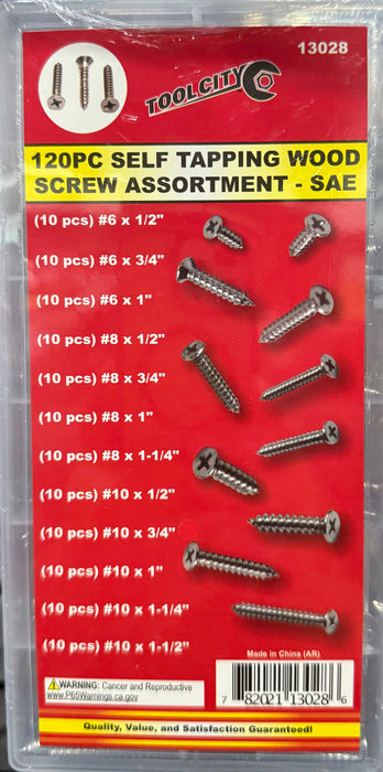 120PC SELF TAPPING WOOD SCREW ASST - SAE