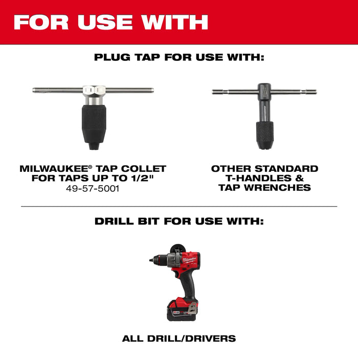 Milwaukee  M8-1.25 mm Straight Flute Plug Tap & H Drill Bit 49-57-5543
