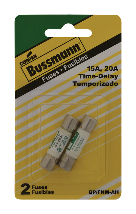 Bussmann 15, 20 amps Time Delay Cartridge Fuse 2 pk