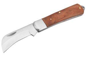 Tolsen Electricians Knife 8″ (Industrial) Fine Polished Wooden Handle, Bend Head, Special Stainless Steel, 7.75″
