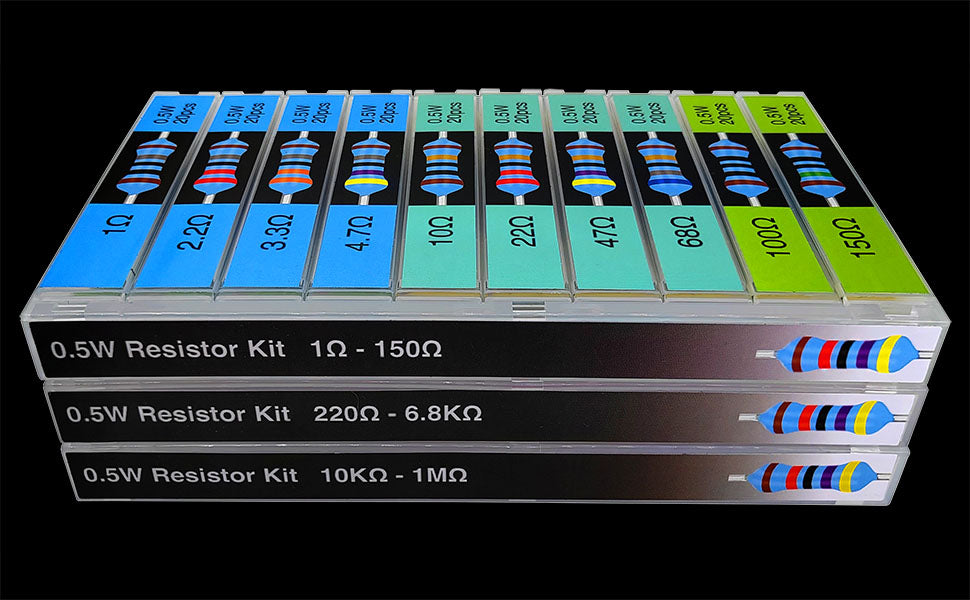 600pcs 1/2W 30 Types Metal Film Resistor Assortment Kit for Led Lights  1 Ohm-1M Ohm with 1%