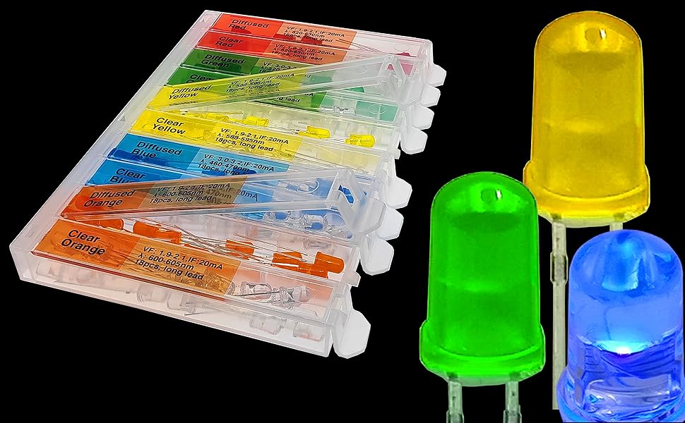 Mini LED Lights 5mm 10 Types 180 pcs