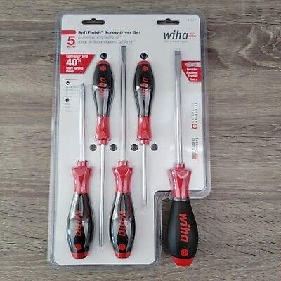 Wiha 5 Piece SoftFinish Slotted and Phillips Screwdriver Set