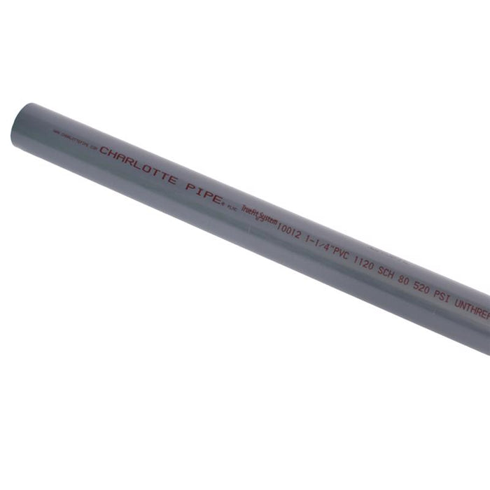 Charlotte Pipe Schedule 80 PVC Pressure Pipe 1-1/4 in. D X 20 ft. L Plain End 520 psi