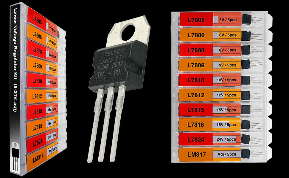 50 Pcs 10 Types of Linear Adjustable Voltage Regulator Assortment Kit