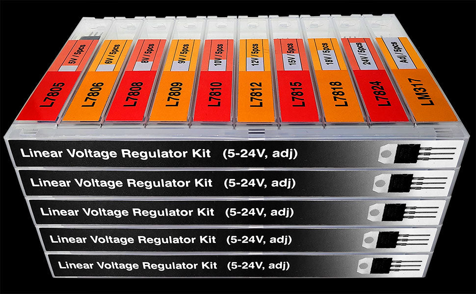 50 Pcs 10 Types of Linear Adjustable Voltage Regulator Assortment Kit