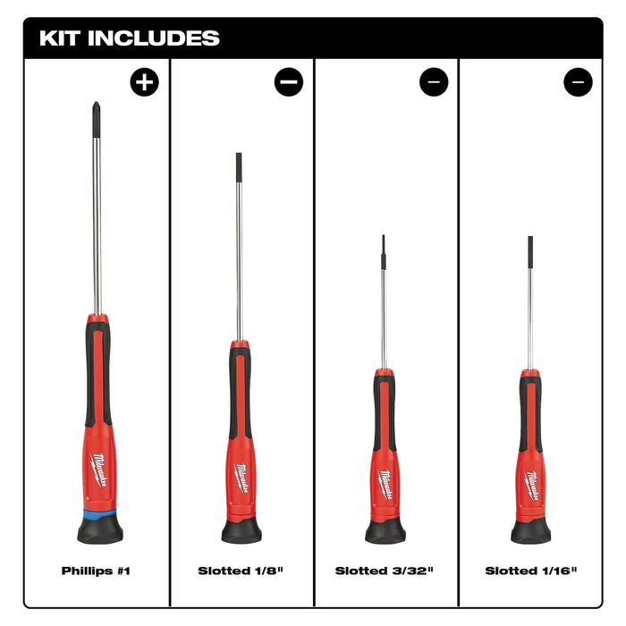 Milwaukee 4 PC Precision Screwdriver Set 48-22-2604