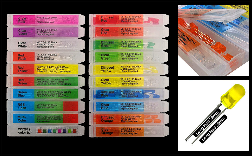 Mini LED Lights 5mm 20 Types 301 pcs