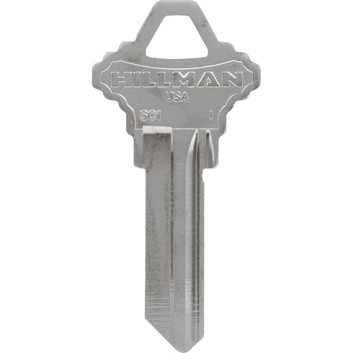 HILLMAN Traditional Silver House/Office Key Blank SC1 Single For Schlage Locks