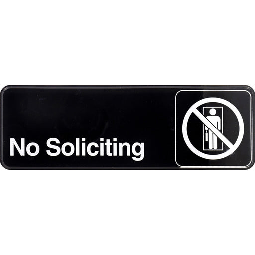HILLMAN English Black No Soliciting Sign 3 in. H X 9 in. W