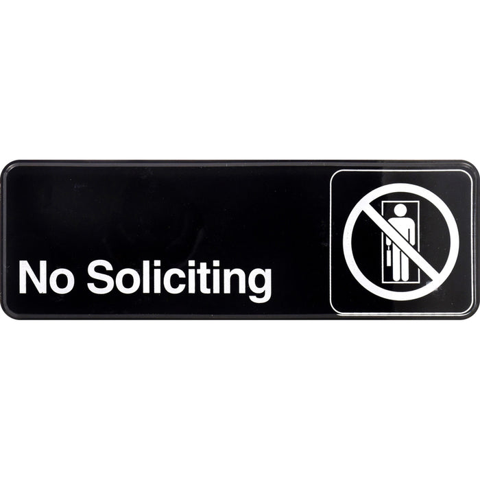 HILLMAN English Black No Soliciting Sign 3 in. H X 9 in. W