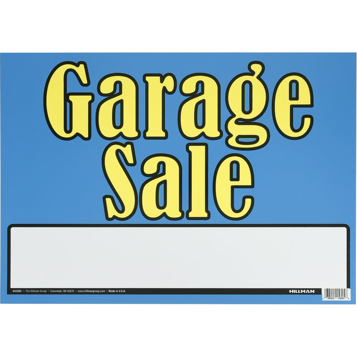 HILLMAN English Blue Garage Sale Sign 10 in. H X 14 in. W