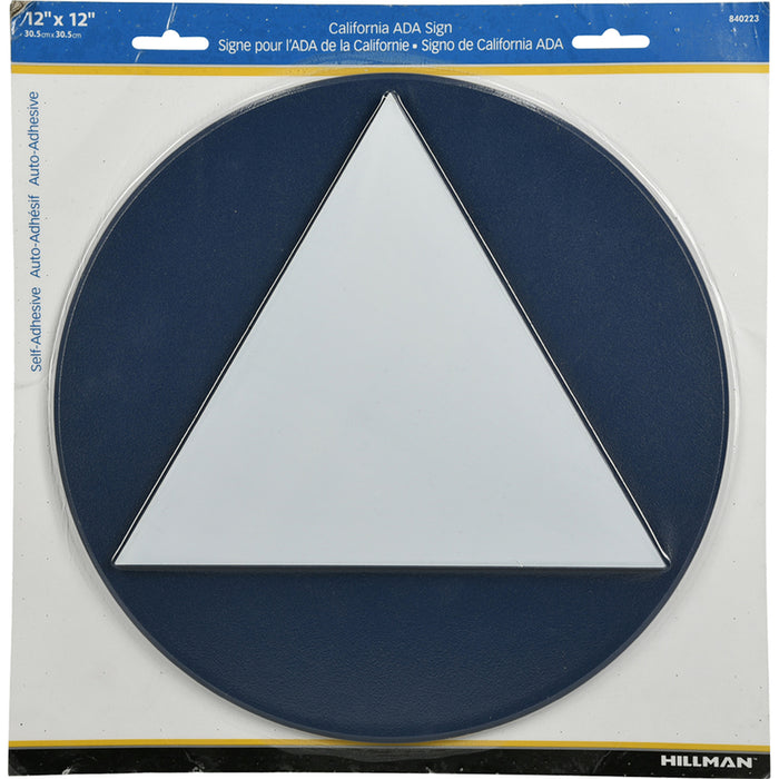 HILLMAN English Blue Restroom Sign 12 in. H X 12 in. W