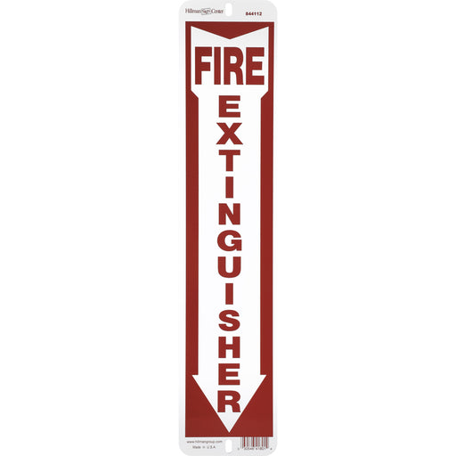 HILLMAN English Red/White Fire Extinguisher Sign 18 in. H X 4 in. W