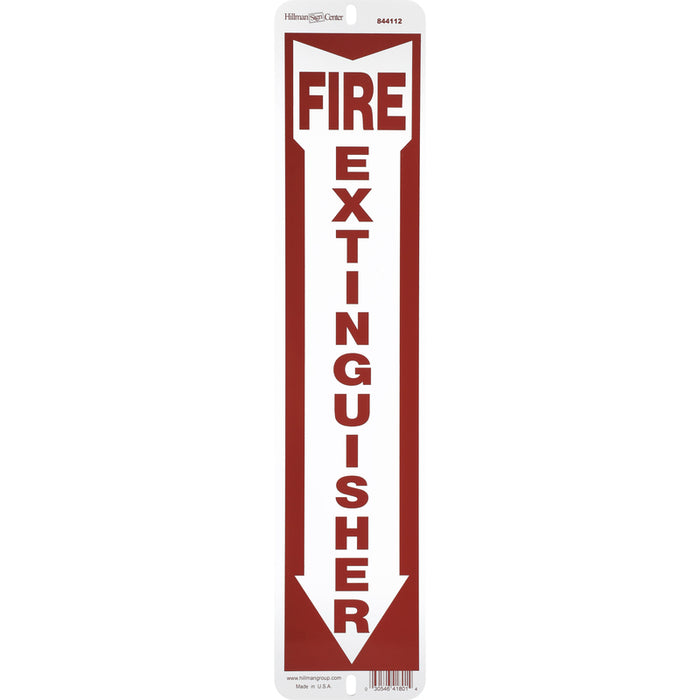 HILLMAN English Red/White Fire Extinguisher Sign 18 in. H X 4 in. W